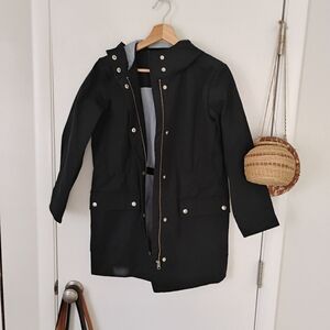 EUCJ. Crew Mid-Length Rain Jacket- XXS Petite, Black